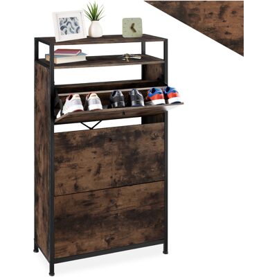 TecTake GmbH Étagère à chaussures - Bois foncé industriel, rustique, 61 cm - Publicité TecTake GmbH Étagère à chaussures - Bois foncé industriel, rustique, 61 cm - Publicité