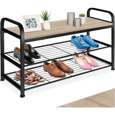 TecTake GmbH Étagère à chaussures SOUTHAMPTON 91x36x55cm - Bois clair industriel, Chêne Sonoma - Publicité TecTake GmbH Étagère à chaussures SOUTHAMPTON 91x36x55cm - Bois clair industriel, Chêne Sonoma - Publicité