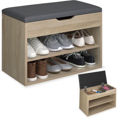 TecTake GmbH Banc à chaussures JASMINA avec coussin d'assise 60x30x43,5cm - Bois clair, Chêne Sonoma - Publicité TecTake GmbH Banc à chaussures JASMINA avec coussin d'assise 60x30x43,5cm - Bois clair, Chêne Sonoma - Publicité