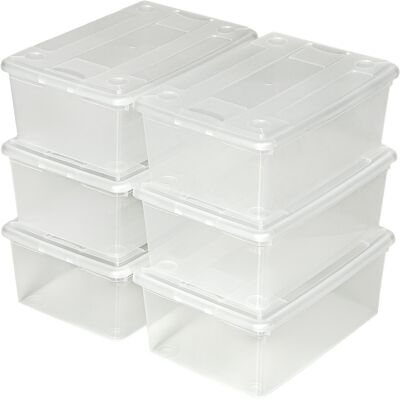 tectake Boîtes de Rangement 6 pièces - Transparent - 33x23x12cm - Publicité tectake Boîtes de Rangement 6 pièces - Transparent - 33x23x12cm - Publicité