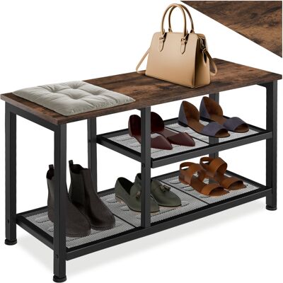TecTake GmbH Étagère à chaussures TAUNTON 80x30x45,5cm - Bois foncé industriel, rustique - Publicité TecTake GmbH Étagère à chaussures TAUNTON 80x30x45,5cm - Bois foncé industriel, rustique - Publicité