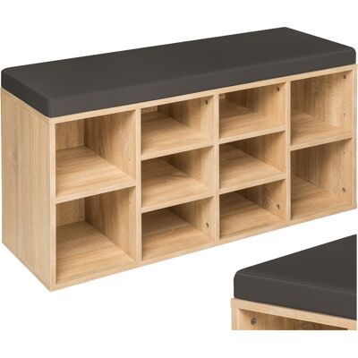 TecTake GmbH Meuble à chaussures Banc de rangement avec coussin d'assise 103,5x48x30cm - gris foncé/marron chêne clair - Publicité TecTake GmbH Meuble à chaussures Banc de rangement avec coussin d'assise 103,5x48x30cm - gris foncé/marron chêne clair - Publicité