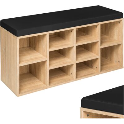 TecTake GmbH Meuble à chaussures Banc de rangement avec coussin d'assise 103,5x48x30cm - noir/marron chêne clair - Publicité TecTake GmbH Meuble à chaussures Banc de rangement avec coussin d'assise 103,5x48x30cm - noir/marron chêne clair - Publicité
