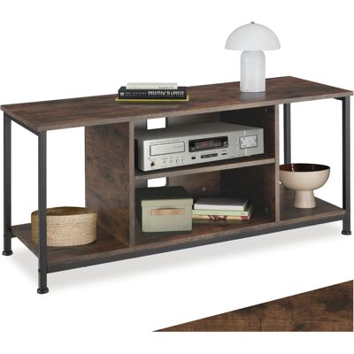 TecTake GmbH Meuble bas avec quatre compartiments ouverts et une étagère variable - 110 cm, Bois foncé industriel, rustique - Publicité TecTake GmbH Meuble bas avec quatre compartiments ouverts et une étagère variable - 110 cm, Bois foncé industriel, rustique - Publicité