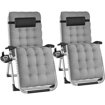 TecTake GmbH Chaise longue pliable CLOUD réglable en continu - gris clair, Lot de 2 - Publicité TecTake GmbH Chaise longue pliable CLOUD réglable en continu - gris clair, Lot de 2 - Publicité