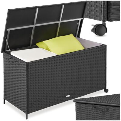 TecTake GmbH Boîte de rangement Kuusamo, en rotin, avec structure en aluminium et roulettes - noir - Publicité TecTake GmbH Boîte de rangement Kuusamo, en rotin, avec structure en aluminium et roulettes - noir - Publicité