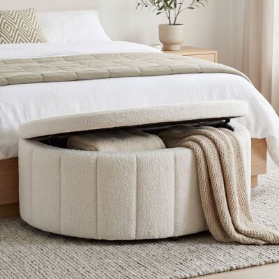 TecTake GmbH Banquette rembourrée Moon avec grand espace de rangement, capacité de charge de 150 kg - Bouclé crème - Publicité TecTake GmbH Banquette rembourrée Moon avec grand espace de rangement, capacité de charge de 150 kg - Bouclé crème - Publicité