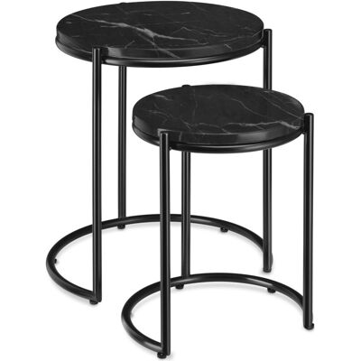 TecTake GmbH Table d'appoint ELSA aspect marbre et structure en acier - noir/noir, Lot de 2 - Publicité TecTake GmbH Table d'appoint ELSA aspect marbre et structure en acier - noir/noir, Lot de 2 - Publicité