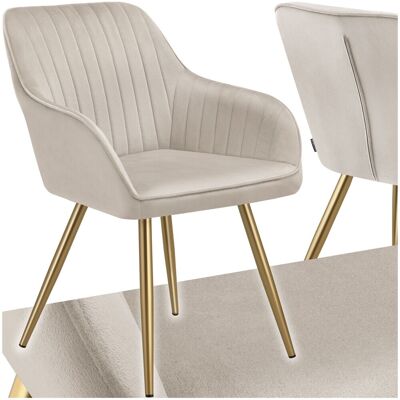 TecTake GmbH Chaise MARILYN en velours matelassé - taupe/or, par pièce - Publicité TecTake GmbH Chaise MARILYN en velours matelassé - taupe/or, par pièce - Publicité