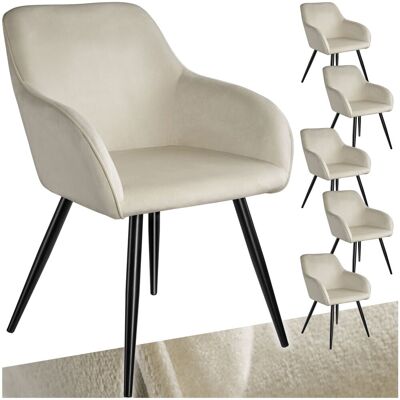 TecTake GmbH Chaise MARILYN Effet Velours Style Scandinave - crème/noir, Lot de 6 - Publicité TecTake GmbH Chaise MARILYN Effet Velours Style Scandinave - crème/noir, Lot de 6 - Publicité