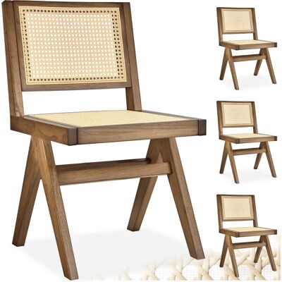 TecTake GmbH Chaise en bois LISSY avec cannage viennois au style bohème - Chêne clair, Lot de 4 - Publicité TecTake GmbH Chaise en bois LISSY avec cannage viennois au style bohème - Chêne clair, Lot de 4 - Publicité