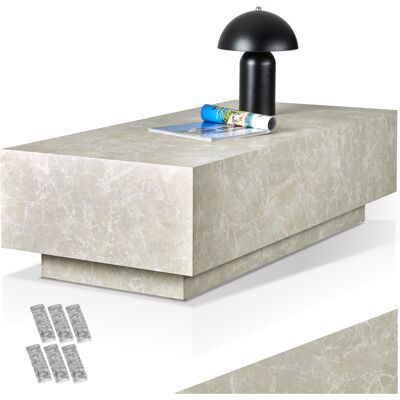 TecTake GmbH Table basse LASLEY avec pied - Aspect travertin, 120 x 60 x 35 cm - Publicité TecTake GmbH Table basse LASLEY avec pied - Aspect travertin, 120 x 60 x 35 cm - Publicité