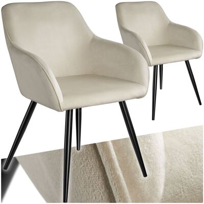 TecTake GmbH Chaise MARILYN Effet Velours Style Scandinave - crème/noir, Lot de 2 - Publicité TecTake GmbH Chaise MARILYN Effet Velours Style Scandinave - crème/noir, Lot de 2 - Publicité