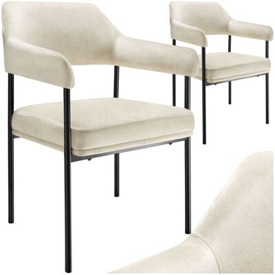 TecTake GmbH Fauteuil DOÉ rembourré avec pieds en acier - Aspect velours blanc cassé, Lot de 2 - Publicité TecTake GmbH Fauteuil DOÉ rembourré avec pieds en acier - Aspect velours blanc cassé, Lot de 2 - Publicité