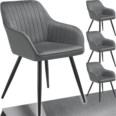 TecTake GmbH Chaise MARILYN en velours - gris/noir, Lot de 4 - Publicité TecTake GmbH Chaise MARILYN en velours - gris/noir, Lot de 4 - Publicité