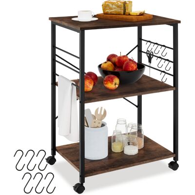 TecTake GmbH Chariot de service Rugby 65,5x45,5x88,5cm - Bois foncé industriel, rustique - Publicité TecTake GmbH Chariot de service Rugby 65,5x45,5x88,5cm - Bois foncé industriel, rustique - Publicité