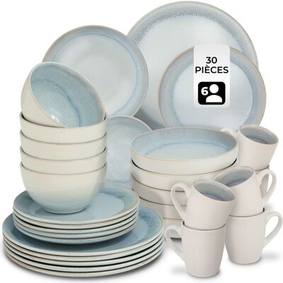 TecTake GmbH Set de vaisselle MARE en faïence pour 6 personnes - gris - Publicité TecTake GmbH Set de vaisselle MARE en faïence pour 6 personnes - gris - Publicité