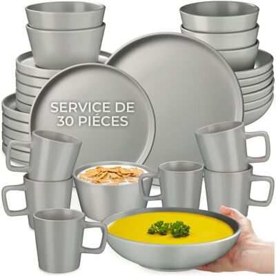 TecTake GmbH Service de vaisselle UNA en grès pour 6 personnes - 30 pièces, gris - Publicité TecTake GmbH Service de vaisselle UNA en grès pour 6 personnes - 30 pièces, gris - Publicité