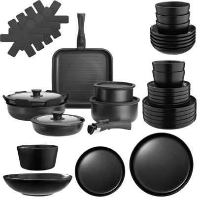 TecTake GmbH Ensemble de vaisselle pour 6 personnes avec kit de cuisine - noir, 41 pièces - Publicité TecTake GmbH Ensemble de vaisselle pour 6 personnes avec kit de cuisine - noir, 41 pièces - Publicité