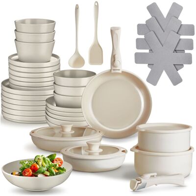 TecTake GmbH Ensemble de vaisselle pour 6 personnes avec kit de cuisine - taupe/blanc, 40 pièces - Publicité TecTake GmbH Ensemble de vaisselle pour 6 personnes avec kit de cuisine - taupe/blanc, 40 pièces - Publicité