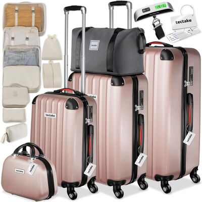 TecTake GmbH Ensemble de valises à coque rigide Cleo avec serrure TSA et pèse-bagages - or rose - Publicité TecTake GmbH Ensemble de valises à coque rigide Cleo avec serrure TSA et pèse-bagages - or rose - Publicité