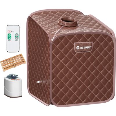 CostwaySauna à Vapeur Portable 2L avec Chaise 9 Niveaux de Température Réglables Tente de Spa pour 1 personne avec Rouleau de Massage Marron - Publicité CostwaySauna à Vapeur Portable 2L avec Chaise 9 Niveaux de Température Réglables Tente de Spa pour 1 personne avec Rouleau de Massage Marron - Publicité