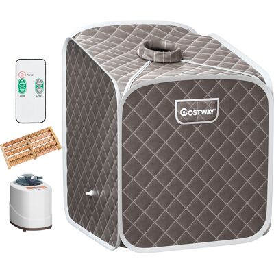CostwaySauna à Vapeur Portable 2L avec Chaise 9 Niveaux de Température Réglables Tente de Spa pour 1 personne avec Rouleau de Massage Gris - Publicité CostwaySauna à Vapeur Portable 2L avec Chaise 9 Niveaux de Température Réglables Tente de Spa pour 1 personne avec Rouleau de Massage Gris - Publicité