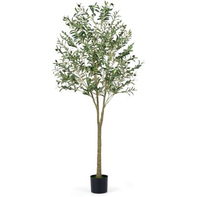 CostwayOlivier Artificiel Plante d'Olivier Fausse de 180 CM de Hauteur avec Pot en Plastique 1296 Feuilles 72 Fruits Plantes Vert - Publicité CostwayOlivier Artificiel Plante d'Olivier Fausse de 180 CM de Hauteur avec Pot en Plastique 1296 Feuilles 72 Fruits Plantes Vert - Publicité