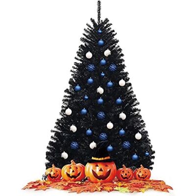 Costway180cm Sapin de Noël Artificiel Noir avec Branches Fournies Arbre d épicéa Décoration de Fête de Noël Arbre de Noël avec Support en Fer - Publicité Costway180cm Sapin de Noël Artificiel Noir avec Branches Fournies Arbre d épicéa Décoration de Fête de Noël Arbre de Noël avec Support en Fer - Publicité