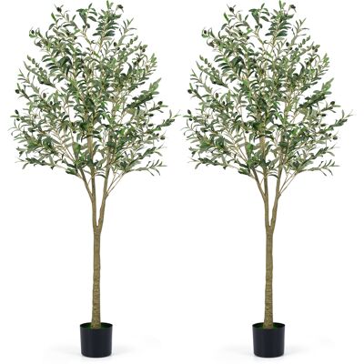 CostwayLot de 2 Oliviers Artificiels Plantes d'Olivier Fausse de 180 CM de Hauteur avec Pot en Plastique 1296 Feuilles 72 Fruits Plantes Vert - Publicité CostwayLot de 2 Oliviers Artificiels Plantes d'Olivier Fausse de 180 CM de Hauteur avec Pot en Plastique 1296 Feuilles 72 Fruits Plantes Vert - Publicité