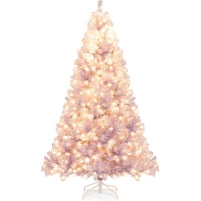 Costway225cm Arbre de Noël Pré-éclairé avec 1300 Pointes de Branches 550 lumières LED Blanc Chaud 8 Modes Socle Métallique Violet - Publicité Costway225cm Arbre de Noël Pré-éclairé avec 1300 Pointes de Branches 550 lumières LED Blanc Chaud 8 Modes Socle Métallique Violet - Publicité