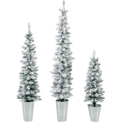 CostwayLot de 3 Sapins de Noël Artificiels 90/120/150 CM avec 120/140/160 Branches Enneigées en PVC Bases Métalliques avec Ciment - Publicité CostwayLot de 3 Sapins de Noël Artificiels 90/120/150 CM avec 120/140/160 Branches Enneigées en PVC Bases Métalliques avec Ciment - Publicité