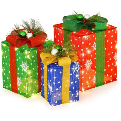 CostwayDécoration de Noël Paquet Cadeau de Noël 3 Pièces Paquet Cadeau Lumineux avec Boîtes Exquises avec 52 Lumières LED Pré-éclairées - Publicité CostwayDécoration de Noël Paquet Cadeau de Noël 3 Pièces Paquet Cadeau Lumineux avec Boîtes Exquises avec 52 Lumières LED Pré-éclairées - Publicité