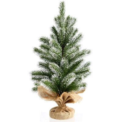 CostwaySapin de Noël Miniature 50cm Branches Recouvertes de Poudre Neigeuse et Paillettes Support en Ciment Enveloppée en Jute - Publicité CostwaySapin de Noël Miniature 50cm Branches Recouvertes de Poudre Neigeuse et Paillettes Support en Ciment Enveloppée en Jute - Publicité