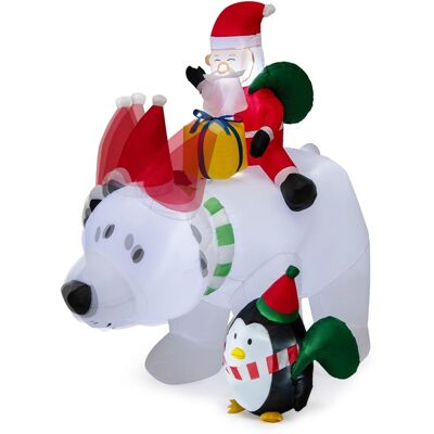 CostwayPère Noël Gonflable sur l'Ours Polaire Tête Oscillante 210 cm avec Pingouin Sacs-Cadeaux et Boîte-Cadeau Décoration de Noël - Publicité CostwayPère Noël Gonflable sur l'Ours Polaire Tête Oscillante 210 cm avec Pingouin Sacs-Cadeaux et Boîte-Cadeau Décoration de Noël - Publicité