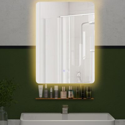 Costway - LED 70x50 - 70x50 cm - Étagère - Miroir - Publicité Costway - LED 70x50 - 70x50 cm - Étagère - Miroir - Publicité