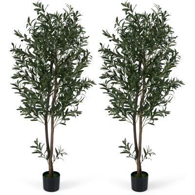 CostwayLot de 2 Plantes Artificielles en Pot Hauteur 180CM Olivier Artificiel avec Fruits et Mousses Réalistes Base Stable 2 Troncs Robuste en PE - Publicité CostwayLot de 2 Plantes Artificielles en Pot Hauteur 180CM Olivier Artificiel avec Fruits et Mousses Réalistes Base Stable 2 Troncs Robuste en PE - Publicité