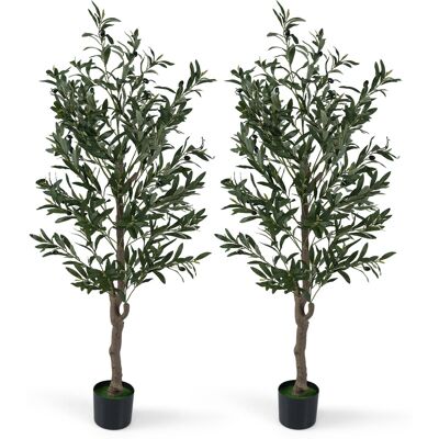 CostwayLot de 2 Plantes Artificielles en Pot Hauteur 150CM Olivier Artificiel avec Fruits et Mousses Réalistes Base Stable Tronc Robuste en PE - Publicité CostwayLot de 2 Plantes Artificielles en Pot Hauteur 150CM Olivier Artificiel avec Fruits et Mousses Réalistes Base Stable Tronc Robuste en PE - Publicité