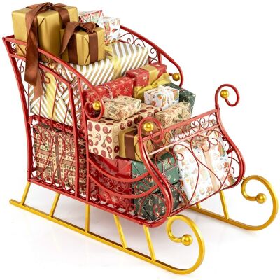 CostwayPanier Traîneau du Père Noël en Métal Traîneau de Rangement à 2 Niveaux pour Noël Chariot Décoratif Festif 85 x 42 x 61,5 cm Rouge - Publicité CostwayPanier Traîneau du Père Noël en Métal Traîneau de Rangement à 2 Niveaux pour Noël Chariot Décoratif Festif 85 x 42 x 61,5 cm Rouge - Publicité