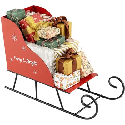 CostwayPanier Traîneau de Noël en Métal Traîneau de Rangement pour Cadeaux du Père Noël Charrette Décorative Festive 73,5 x 31 x 50,5 cm Rouge - Publicité CostwayPanier Traîneau de Noël en Métal Traîneau de Rangement pour Cadeaux du Père Noël Charrette Décorative Festive 73,5 x 31 x 50,5 cm Rouge - Publicité