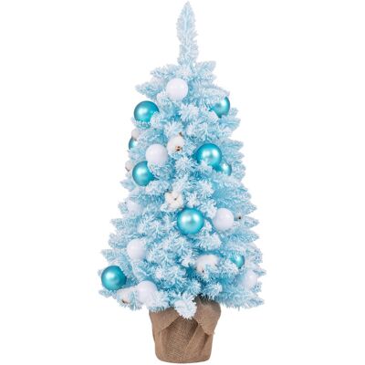 Petit Sapin Artificiel Costway Bleu - 90cm, Pré-décoré, Flocage de Neige, 136 Branches - Publicité Petit Sapin Artificiel Costway Bleu - 90cm, Pré-décoré, Flocage de Neige, 136 Branches - Publicité