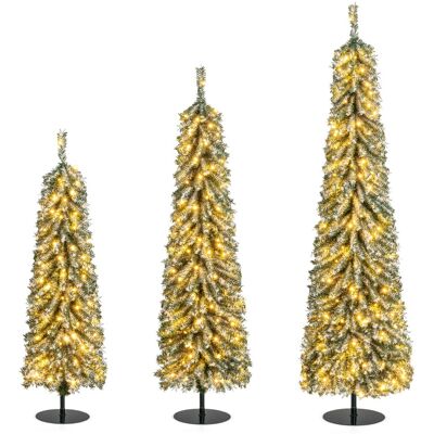 Ensemble de 3 sapins de Noël Costway - 120/150/180cm - LED - Publicité Ensemble de 3 sapins de Noël Costway - 120/150/180cm - LED - Publicité
