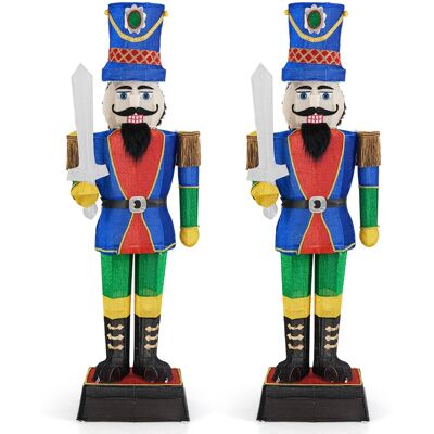 CostwayLot de 2 Soldats Casse-Noisette de 184 cm avec Chapeau et Epée Décoration de Noël 3D avec 110 Lumières LED Blanc Chaud Figurine Pailletée - Publicité CostwayLot de 2 Soldats Casse-Noisette de 184 cm avec Chapeau et Epée Décoration de Noël 3D avec 110 Lumières LED Blanc Chaud Figurine Pailletée - Publicité