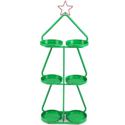 CostwaySupport pour Plantes de Noël Étagère d'Exposition à 3 Niveaux en Forme d'Arbre avec Étoile Rouge en Sommet & Cadre en Métal Vert - Publicité CostwaySupport pour Plantes de Noël Étagère d'Exposition à 3 Niveaux en Forme d'Arbre avec Étoile Rouge en Sommet & Cadre en Métal Vert - Publicité