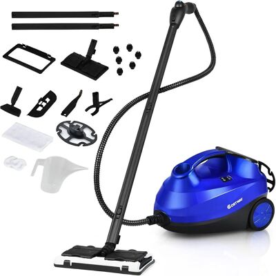 CostwayNettoyeur Vapeur Polyvalent avec 19 Accessoires Sans Produit Chimique Balai Vapeur de 2000W 4 Bars avec Réservoir de 1,5 L Bleu - Publicité CostwayNettoyeur Vapeur Polyvalent avec 19 Accessoires Sans Produit Chimique Balai Vapeur de 2000W 4 Bars avec Réservoir de 1,5 L Bleu - Publicité