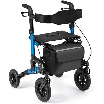 CostwayDéambulateur à 4 Roues Pliable Rollator Hauteur Réglable en 6 Niveaux avec Siège Suspension à Ressort Sac de Rangement Charge 136KG Bleu - Publicité CostwayDéambulateur à 4 Roues Pliable Rollator Hauteur Réglable en 6 Niveaux avec Siège Suspension à Ressort Sac de Rangement Charge 136KG Bleu - Publicité