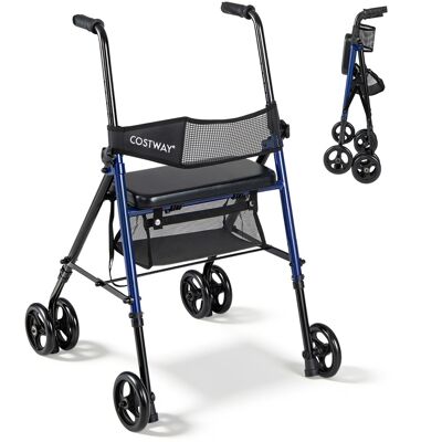 CostwayDeambulateur 4 Roues Pliable Déambulateur avec Siège Hauteur Réglable à 8 Niveaux Dossier en Maille Sac de Rangement Charge 136kg - Publicité CostwayDeambulateur 4 Roues Pliable Déambulateur avec Siège Hauteur Réglable à 8 Niveaux Dossier en Maille Sac de Rangement Charge 136kg - Publicité
