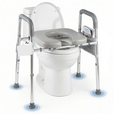 CostwayRehausseur Toilette Adulte Hauteur&Largeur Réglables Rehausseur WC avec Accoudoirs Pochette et Porte-Rouleaux Charge 175KG - Publicité CostwayRehausseur Toilette Adulte Hauteur&Largeur Réglables Rehausseur WC avec Accoudoirs Pochette et Porte-Rouleaux Charge 175KG - Publicité