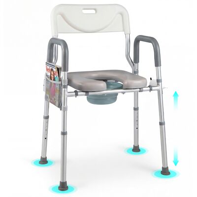 CostwaySiège de Toilette Chaise Percée avec Dossier Hauteur Réglable 5 Niveaux Seau Amovible Pliable Siège Rembourré Rehausseur de Toilette - Publicité CostwaySiège de Toilette Chaise Percée avec Dossier Hauteur Réglable 5 Niveaux Seau Amovible Pliable Siège Rembourré Rehausseur de Toilette - Publicité