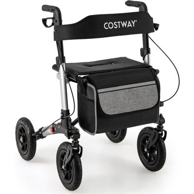 CostwayDéambulateur Pliable Tout-Terrain à 4 Roues avec Siège Rollator avec Pneus de 23 cm Hauteur Réglable Dossier Ergonomique Charge 140KG Argent - Publicité CostwayDéambulateur Pliable Tout-Terrain à 4 Roues avec Siège Rollator avec Pneus de 23 cm Hauteur Réglable Dossier Ergonomique Charge 140KG Argent - Publicité